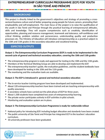 ENTREPRENEURSHIP CURRICULUM PROGRAMME (ECP) FOR