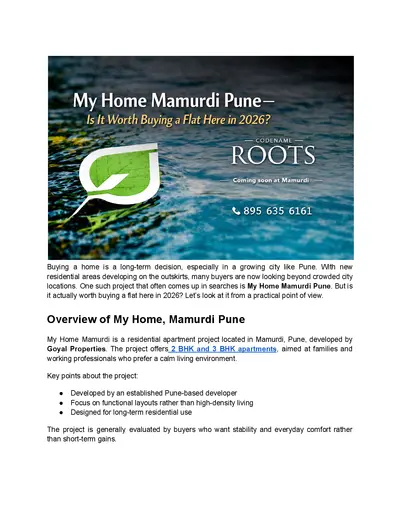 My Home Mamurdi Pune – Is It Worth Buying a Flat Here in 2026?