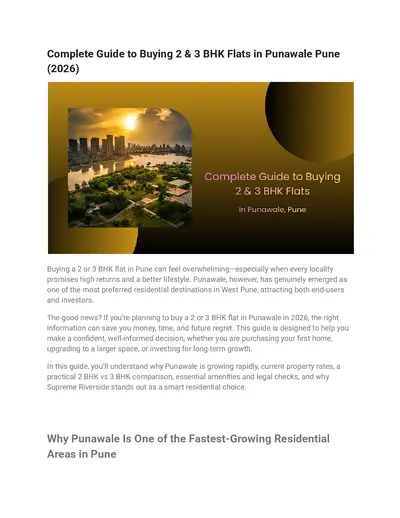 Complete Guide to Buying 2 & 3 BHK Flats in Punawale, Pune (2026)