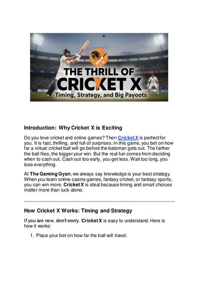 The Thrill of Cricket X: Timing, Strategy, and Big Payouts