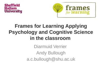 Frames for Learning Applying Psychology and