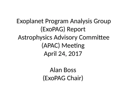 Exoplanet Program Analysis Group (ExoPAG) Report
