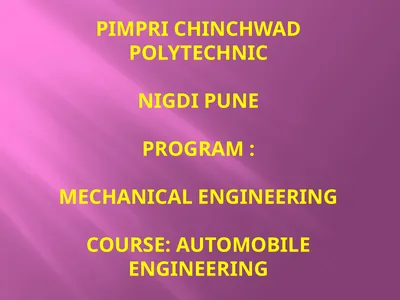 Pimpri Chinchwad Polytechnic Nigdi Pune Program :