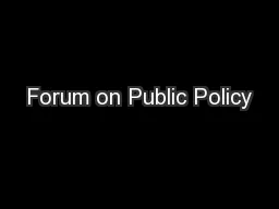 Forum on Public Policy