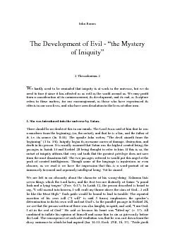 The Development of Evil - “the Mystery of Iniquity”