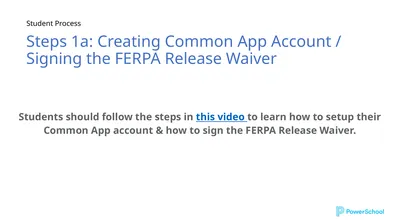 Student Process Steps 1a: Creating Common App