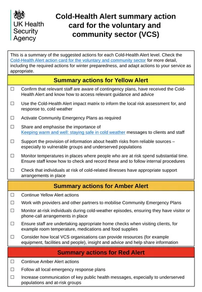 ☐ Continue Yellow Alert actions ☐ Work with