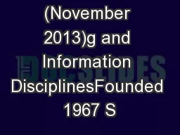 Version 3.3 (November 2013)g and Information DisciplinesFounded 1967 S
