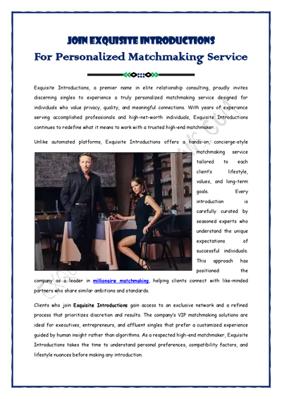 Personalized Matchmaking Service