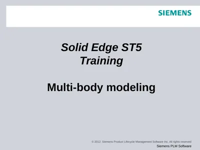 Solid Edge ST5 Training Multi-body modeling