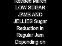 OREGON STATE UNIVERSITY Education that works for you SP  Revised March  LOW SUGAR JAMS