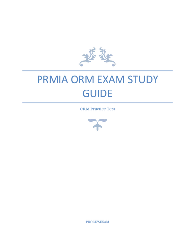 Latest PRMIA ORM Exam Study Guide