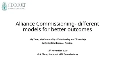 Alliance Commissioning- different models for