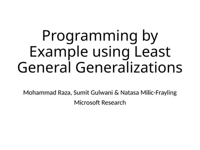 Programming by Example using Least General