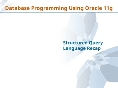 Structured Query Language Recap Database
