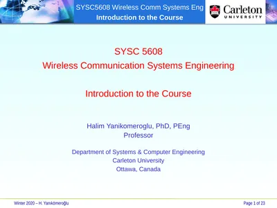 SYSC 5608 Wireless Communication Systems