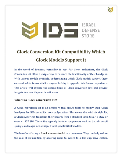 Glock Conversion Kit Compatibility Which Glock Models Support It