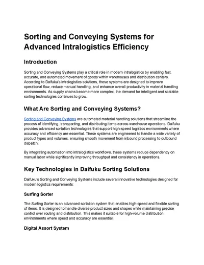 Sorting and Conveying Systems
