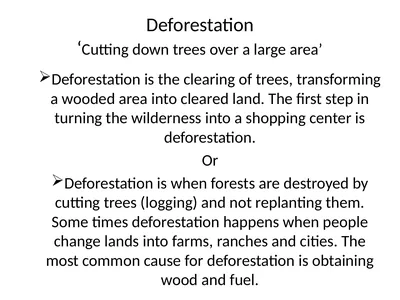Deforestation ‘Cutting down trees over a large