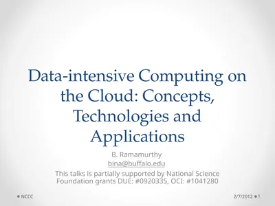 Data-intensive Computing on the Cloud: Concepts,