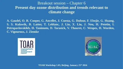 Breakout session – Chapter 6 Present day ozone