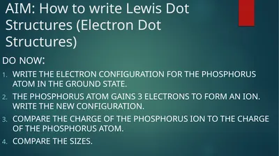 AIM: How to write Lewis Dot Structures (Electron