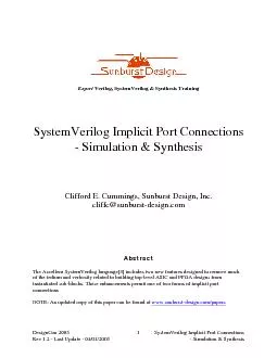 DesignCon 20051SystemVerilog Implicit Port Connections/2005- Simulatio
