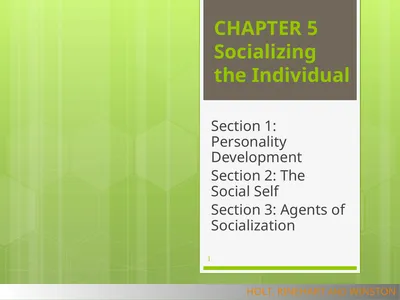 CHAPTER 5 Socializing the Individual Section 1: