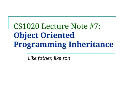 CS1020 Lecture Note #7: Object Oriented