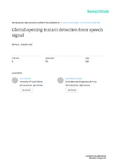 GLOTTAL OPENING INSTANT DETECTION FROM SPEECH SIGNAL A