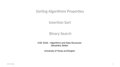 Sorting Algorithms Properties Insertion Sort