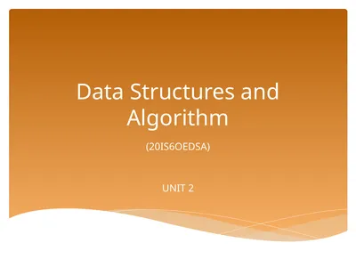 Data Structures and Algorithm (20IS6OEDSA) UNIT 2