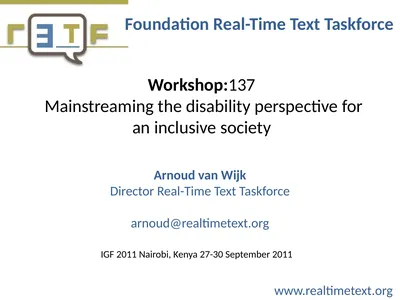 Workshop:137 Mainstreaming the disability