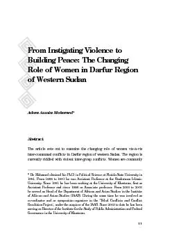 From Instigating Violence toRole of Women in Darfur Regionof Western S