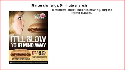 Starter challenge: 5 minute analysis Remember: