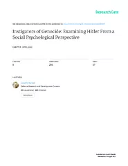 Mandel, D. R. (2002). Instigators of genocide: Examining Hitler from a