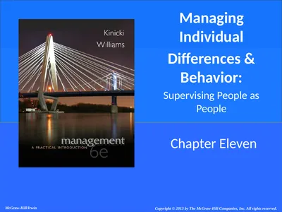 Chapter Eleven Managing Individual Differences &