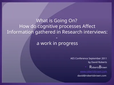 What is Going On? How do cognitive processes