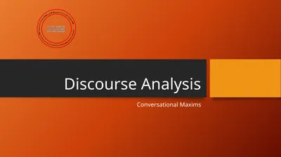 Discourse Analysis Conversational Maxims The