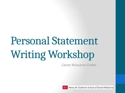 Personal Statement Writing Workshop Career