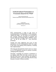 Institutionalised Participation in Processes Beyond the PRSPStudy Comm
