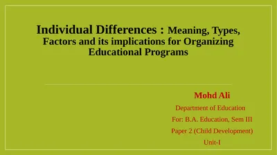 Individual Differences : Meaning, Types, Factors