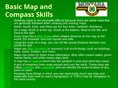 Basic Map and Compass Skills Reading maps is not