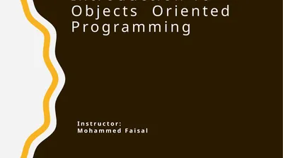 Introduction To Objects Oriented Programming