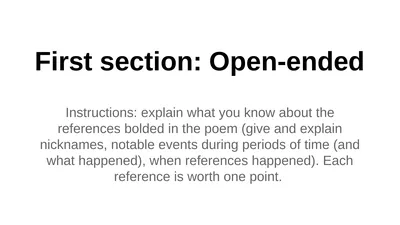 First section: Open-ended Instructions: explain