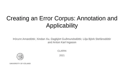 Creating an Error Corpus: Annotation and