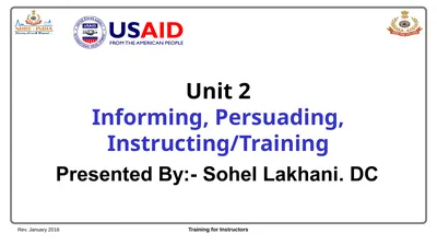 Unit 2 Informing, Persuading, Instructing/Training