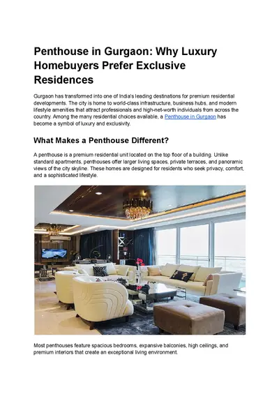 Penthouses in Gurgaon | Experion  Developer