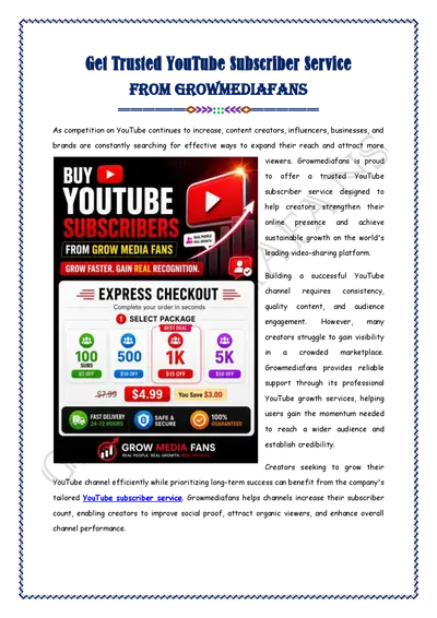 Get Trusted YouTube Subscriber Services