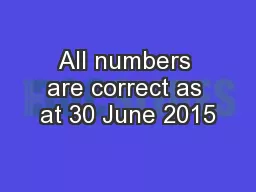 All numbers are correct as at 30 June 2015
